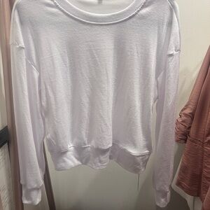 White Women's Long Sleeve Crewneck Top